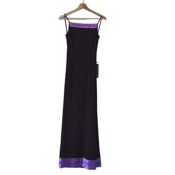 VTG Dress 90s Y2K 4 Spaghetti Strap Papell Boutique Evening Backless Black Gown - Picture 1 of 8
